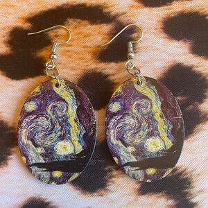 Elegant Starry Night Earrings hypoallergenic new art painting